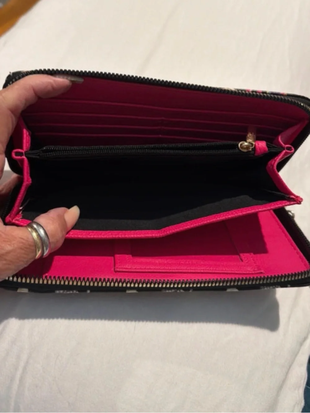 Luv Betsy Black Wristlet Wallet with Colorful Skull & Lip Print